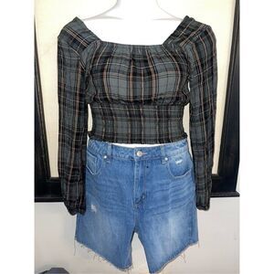 Self Esteem Green Plaid Top